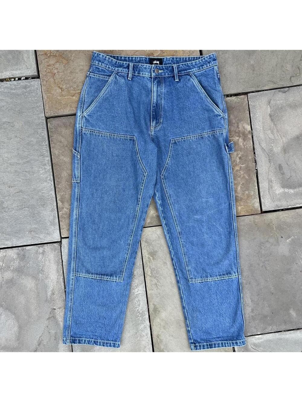 Stussy Double Knee Denim Work Pants Indigo Stonewash